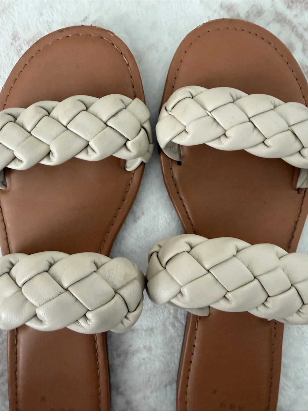 A New Day Lucy Braided Slide Sandals Cream Women’s 8